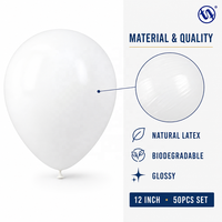 Ballons en latex blanc en gros, 12 pouces, 50 unités, CE/EN71/BSCI/CPC, pour décorations de mariage, anniversaire, baby shower