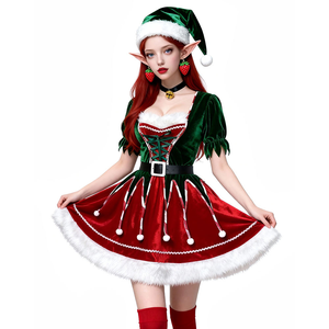 Costume de Père Noël de Noël pour adultes, costume de fée verte sexy pour couple, cosplay de carnaval, fête du Nouvel An - Product Image 6