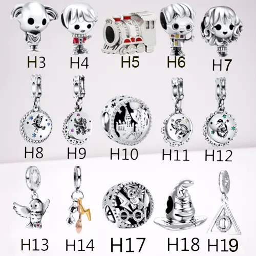 Charms de Harry para fabricación de joyas, cuentas de plata de ley 925 con forma de corazón de Hogwarts Express