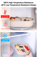Vente en gros de boîte à lunch Bento en silicone anti-fuite de qualité alimentaire, écologique Boîte à lunch monocouche Récipient alimentaire avec 5 compartiments