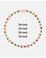 Collar de Zirconia con Forma Única, Resistente al Deslustre, de Larga Duración, Color Arcoíris, Completamente Pavimentado con Moissanita, Chapado en Oro de 18K, Unisex