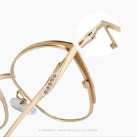 Moda señoras mujeres Rosa ceja patchwork oro metal cuadrado lado diamante armacao de oculos anti luz azul lentes gafas