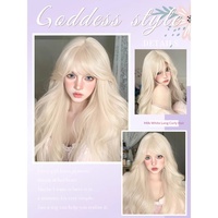 Perruque longue pour femme, style Lolita, blond platine, grandes boucles ondulées, origine Henan, non teintable, couleur claire, modèle JK complet