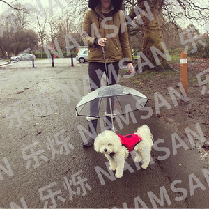 Paraguas transparente para perros, protección impermeable contra la lluvia con correa, diseño integrado, uso en todas las estaciones - Product Image 2