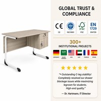 Poste de travail scolaire/bureau moderne et simple de 1100 mm avec structure en acier blanc mat et MDF de qualité E1 pour commande de projet d'entreprise