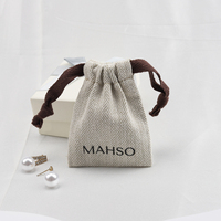 Bijoux en coton biologique imprimé avec logo personnalisé sac à cordon mini collier en coton pochette à bijoux pour boucles d'oreilles