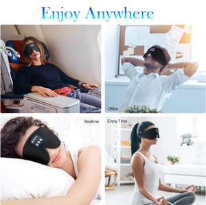 Masker Mata nirkabel, headphone 3D tidur nirkabel, earbud tidur lembut tahan lama - Product Image 3