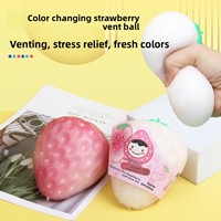 Jouet à presser fraise souple changeant de couleur - Jouet créatif anti-stress pour filles et adultes - Vente en gros