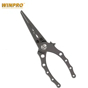 High-grade aluminum Alloy handle titanium lip multi function remove hook tools fishing pliers