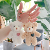 Doux mignon poudre fard à joues ours pendentif mignon bébé ours en peluche poupée sac accessoires porte-clés
