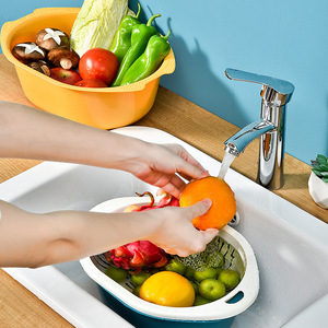 Cesta de Almacenamiento de Verduras para Cocina de Gran Tamaño SQ21, <span class=keywords><strong>Escurridor</strong></span> de Frutas y Verduras de Doble Capa, Estilo Nórdico - Product Image 3