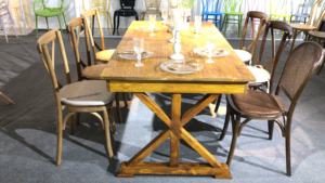 Tavolo da pranzo rustico e sedie pieghevoli <span class=keywords><strong>per</strong></span> il banchetto di nozze mobili da giardino all'aperto - Product Image 6