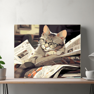 Gato Caballero Leyendo, Pintura por Números para Niños, Kit de Pintura DIY, Lienzo de Alta Definición, Fácil de Pintar - Product Image 2