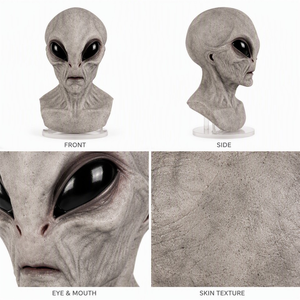 Máscara de Látex de <span class=keywords><strong>Extraterrestre</strong></span> Gris, Cabeza Completa con Hombros, Máscara Realista de Halloween con Ojos Grandes de Almendra, 5 Colores para Cosplay - Product Image 6