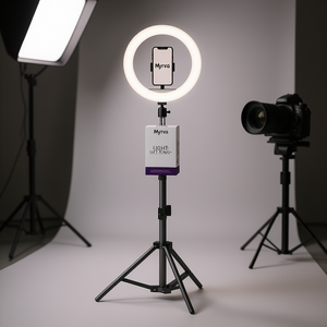 Anneau lumineux Myrva 10 pouces avec contrôle par application, température de couleur réglable, support de téléphone, éclairage photo - Product Image 2