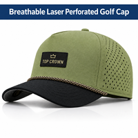 Casquette de golf légère, imperméable, respirante, perforée au laser, à cinq panneaux, avec corde tressée réglable, OEM ODM, vente en gros