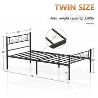 Sommier de lit moderne en acier avec plateforme, réglable, taille double, montage facile, avec tête de lit, pour chambre d'hôtel et d'appartement, anti-grincement