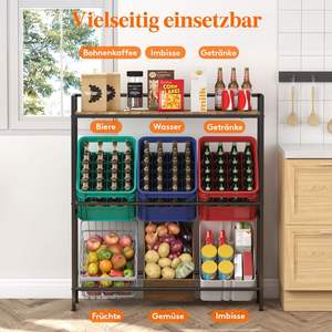 Best-selling Kitchen Adjustable Foot Metal Three Layer Modern Design Beverage <strong>Crate</strong> Shelf Fruit Storage Rack - Product Image 4