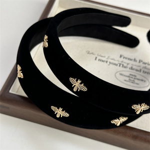 Serre-tête en velours de luxe Littie Bee, élégant, coréen, noir et rouge, large ou étroit, accessoires pour cheveux, Diadema De Abeja - Product Image 1