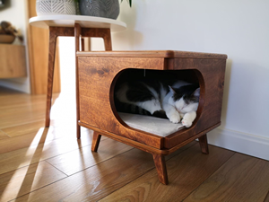 Commercio all'ingrosso in legno fatto a mano tavolo per gatti stile casa per gatti <span class=keywords><strong>prodotti</strong></span> per animali domestici nido naturale per animali domestici Non tossico - Product Image 3