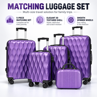 Ensemble de bagages 5 pièces, valise rigide en ABS, avec trousse de toilette, roues pivotantes à 360°, bagages à roulettes, OEM ODM