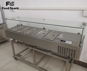 Contenedores de Acero Inoxidable para Barra de Ensaladas, Refrigerador Exhibidor para Barra de Ensaladas/Baño María Frío para Restaurantes Buffet - Product Image 1