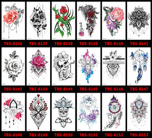 Autocollants instantanés pour tatouage, papier, filles, sexy, noir, <span class=keywords><strong>rouge</strong></span>, <span class=keywords><strong>rose</strong></span>, fleur, crâne, étiquettes, autocollants, décalcomanies - Product Image 5