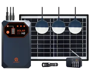 JUA Energy-sistema de almacenamiento de energía Solar para el hogar, Mini Panel Solar de 12W con 3 lámparas LED, Kits de iluminación para Camping