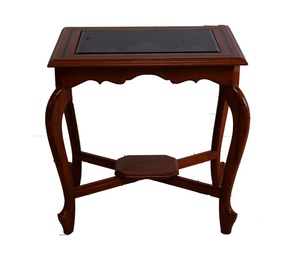 Mesa de Centro de Madera de Teca Premium con Patas Curvadas y Tapa de Vidrio para Sala de Estar, Elegante Mesa de Centro de Madera con Tapa de Vidrio Templado - Product Image 1