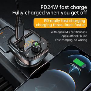 BT 5.1 lecteur MP3 de voiture avec 5V 2 USB LED transmetteur FM sans fil PD24W chargeur lecteur de musique pour véhicules - Product Image 3