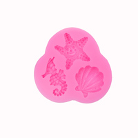 Moule en silicone rose écologique thème marin pour fondant, queue de sirène, coquillage, hippocampe, conque, pour pâtisserie et artisanat DIY