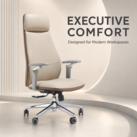 Chaise de bureau ergonomique moderne en cuir PU pivotante/à bras articulés avec accoudoirs et hauteur réglables