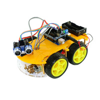 Kit de Chasis de Coche Robótico Inteligente OKY5001 4WD con Codificador de Velocidad, Seguimiento de Obstáculos Ultrasónico para Arduino, Kit de Ensamblaje
