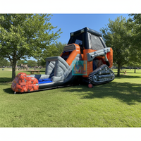 Château gonflable commercial thème Excavatrice avec toboggan, structure de saut en PVC pour fêtes, combo saut et glisse