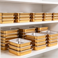 Conteneur de cuisson jetable rectangulaire spécial boulangerie en aluminium avec couvercle en plastique PP, résistant au four, pour gâteaux, pains et pâtisseries
