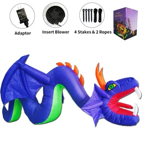 10 pies dragón púrpura decoraciones al aire libre de Halloween dinosaurio inflable ligero Led con alas enormes - Product Image 5