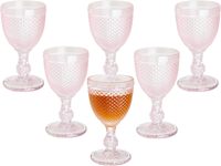 Vente en gros de gobelets à vin en verre rose classiques Kaly's de 240 ml/300 ml, sans plomb, en cristal pur, durables, pour les mariages et les banquets