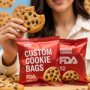Bakery Cracker Packaging Glossy Finish Flat Mylar <b>Pouches</b> Custom Logo Printed Heat-Sealed Plastic Bags Factory Quick Lead Time - Product Image 2