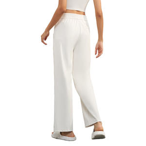 Nuevos pantalones de Yoga de cintura alta para mujer, pantalones de pierna ancha con sensación de desnudo para ocio al aire libre, pantalones de pierna recta adelgazantes divididos - Product Image 1