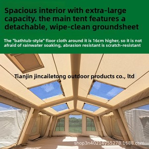 Tente de camping OULUO 4 personnes double couche en coton TC 3*2.1*2.1 2000-3000mm imperméable toutes <span class=keywords><strong>saisons</strong></span> protection UV épaissie - Product Image 3