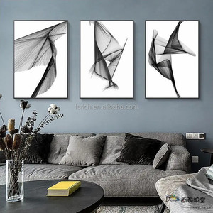 Tableau mural abstrait géométrique en <span class=keywords><strong>toile</strong></span>, affiche nordique moderne, impression pour hôtellerie et appartement, noir et blanc, vente en gros - Product Image 4