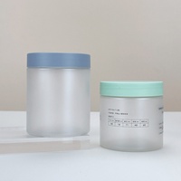 Pot de stockage en plastique PET de qualité alimentaire pour nettoyant visage, crèmes cosmétiques, poudre libre et rouge à lèvres, couvercle transparent givré 150ml/250ml