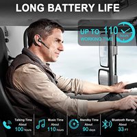 Earpiece Bluetooth telinga tunggal Headset bebas genggam nirkabel dengan mikrofon 90 jam Headset Mono mengemudi Trucker