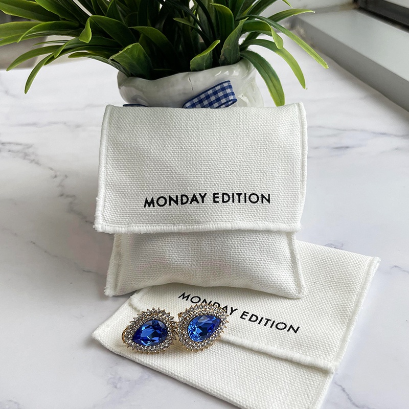 Белая хлопковая фланелевая Сумка-конверт для ювелирных изделий, пылезащитный чехол