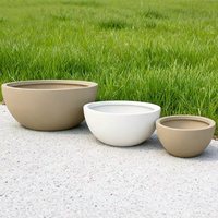 Jardinière d'extérieur moderne en fibre de verre et ciment, pots à fleurs circulaires écologiques pour la maison et le jardin, trou de drainage, taille et couleur personnalisables