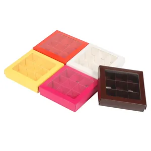 Custom 9PCS Chocolate Gift Box with Window, Pink Rigid Candy Box with Dividers for Party Favors - Product Image 6