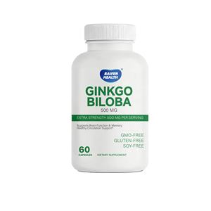 OEM/ODM <span class=keywords><strong>Ginkgo</strong></span> <span class=keywords><strong>Biloba</strong></span> 125mg 60 Vegetarische Capsules Ondersteunt de Hersenfunctie, Equivalent aan 500mg per Portie voor Volwassenen - Product Image 1
