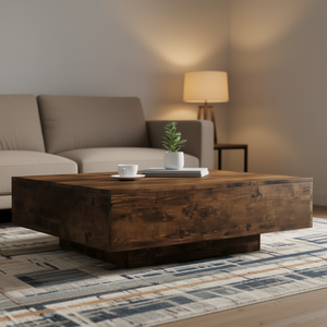 Mesa de centro de madera de ingeniería en roble ahumado, 39.4x39.4x12.2 pulgadas, muebles rústicos y modernos para sala de estar - Product Image 2