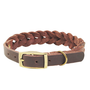 Nuovo Collare per Animali Domestici in Vera Pelle di Vacca Intrecciato a Mano con Motivo Solido, Ecologico e Stile Classico per Razze Piccole - Product Image 1