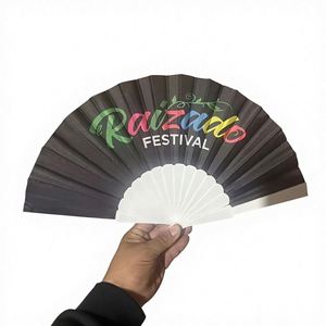 Abanicos Plegables de Poliéster de 33 cm, Abanicos Personalizables con Logotipo, Abanicos en Blanco para Sublimación - Product Image 3